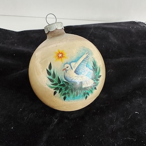 Vintage Glass Shiny Brite Bethlehem Star and Dove Ball Christmas Ornament/Vintage Christmas