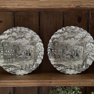 Set of 2 Vintage Myott &quot;Royal Mail&quot; Brown Transferware Ironstone Bowls/Staffordshire England