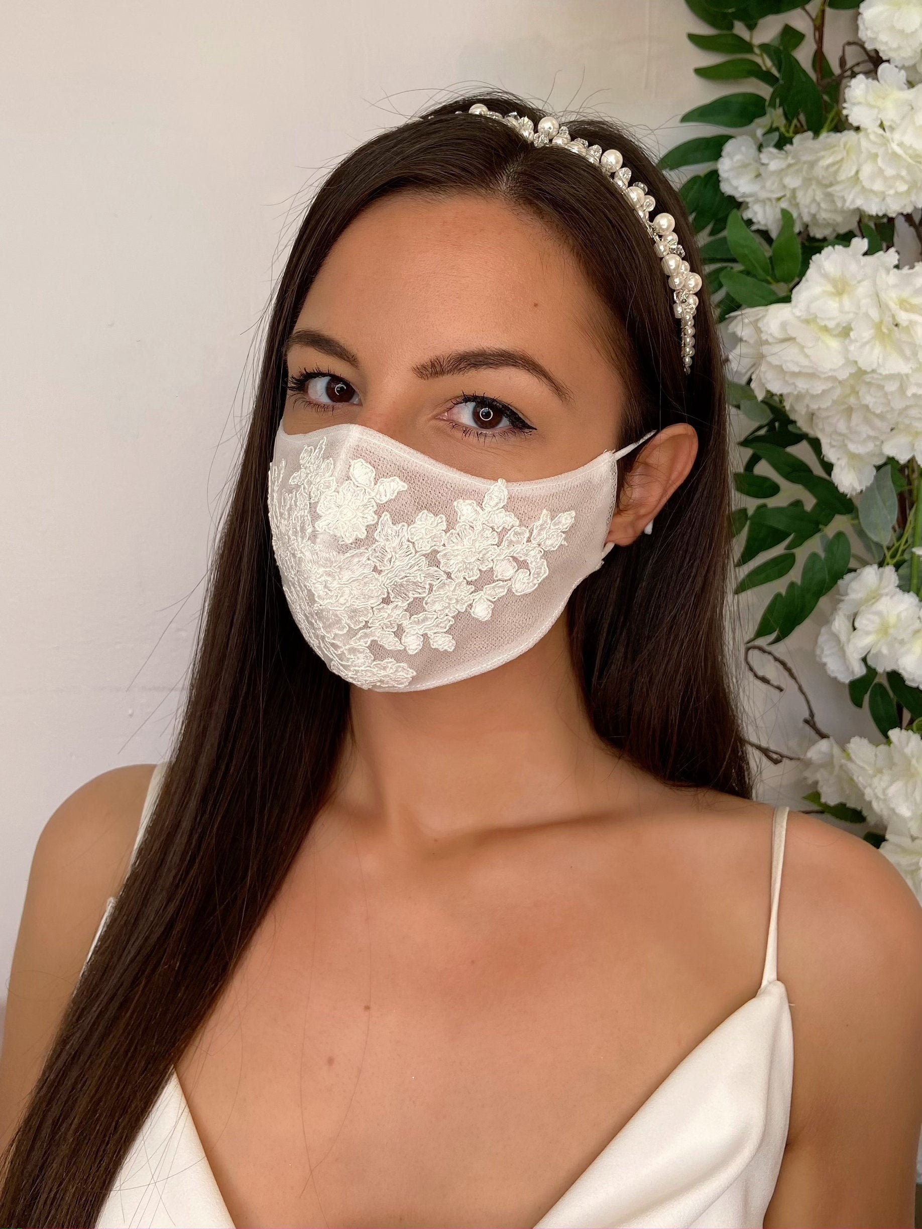 Luxury Bridal Face Mask filtered for wedding Available 100% 3 | Etsy