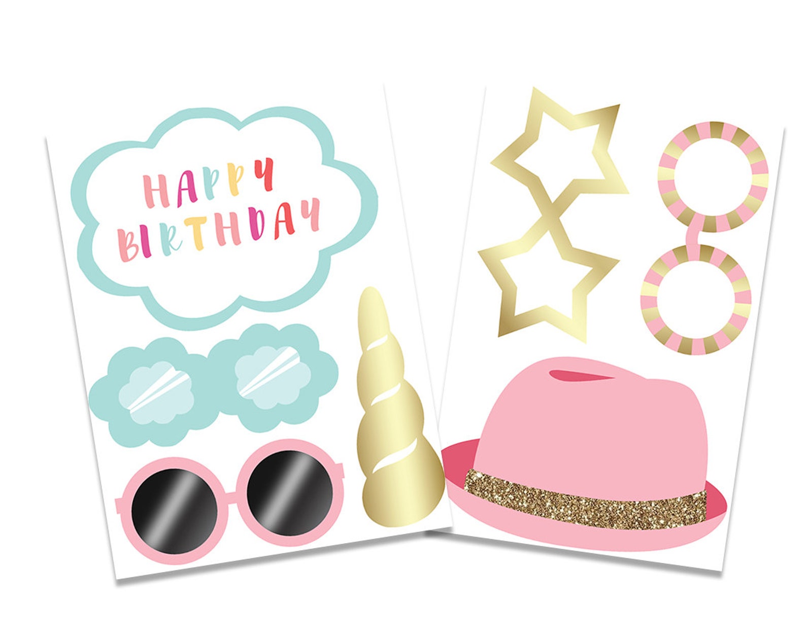 Unicorn Photo Booth Props. Printable Unicorn Party Props, Magical Unicorn Photobooth. Rainbow ...