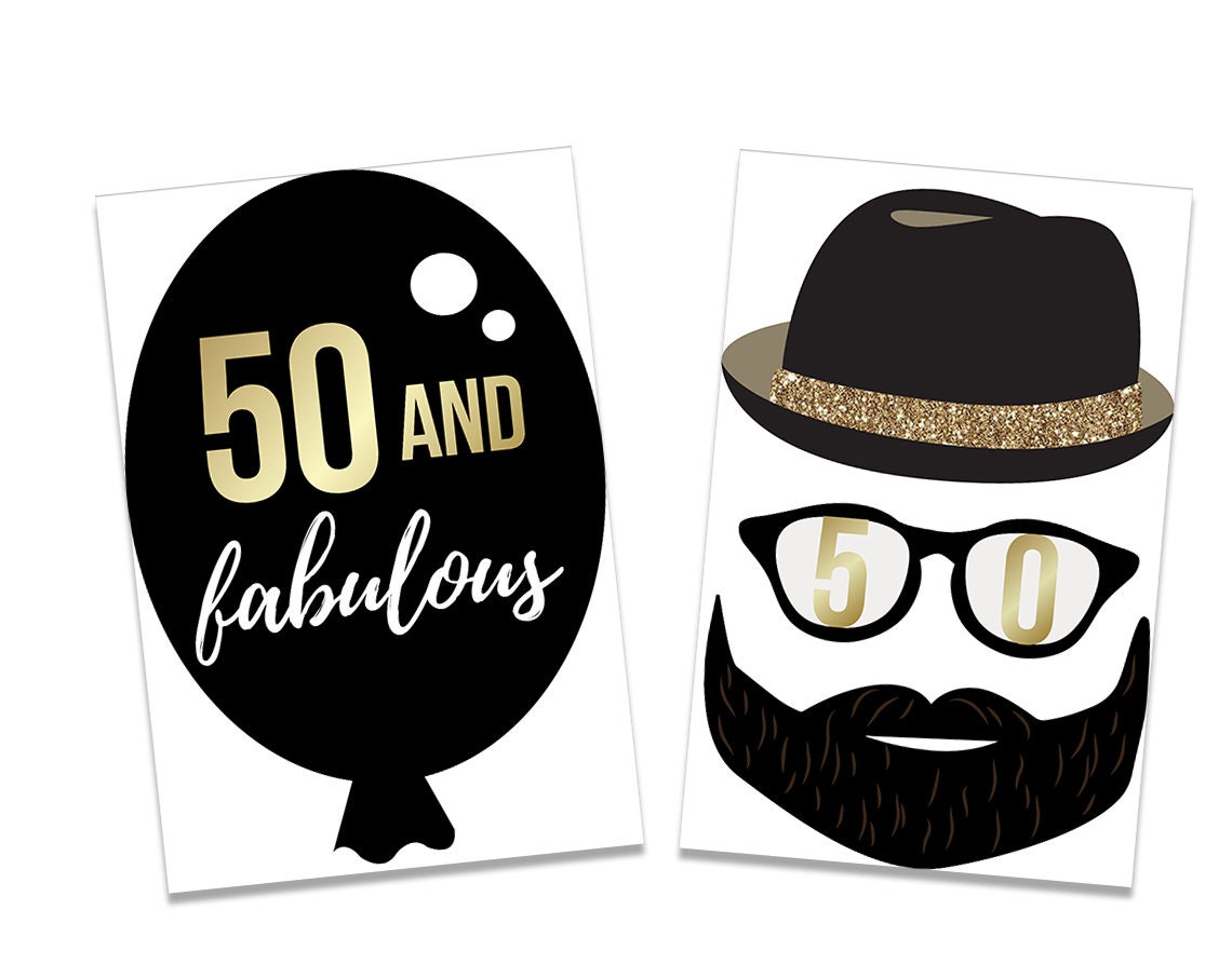50th Birthday Photo Booth Props: Printable PDF. Fifty Birthday ...