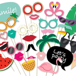 Hawaiian Photo Booth Props: Summer Luau Party Printables (PDF)