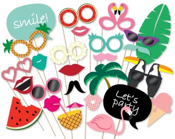 Hawaiian Photo Booth Props: Summer Luau Party Printables (PDF)