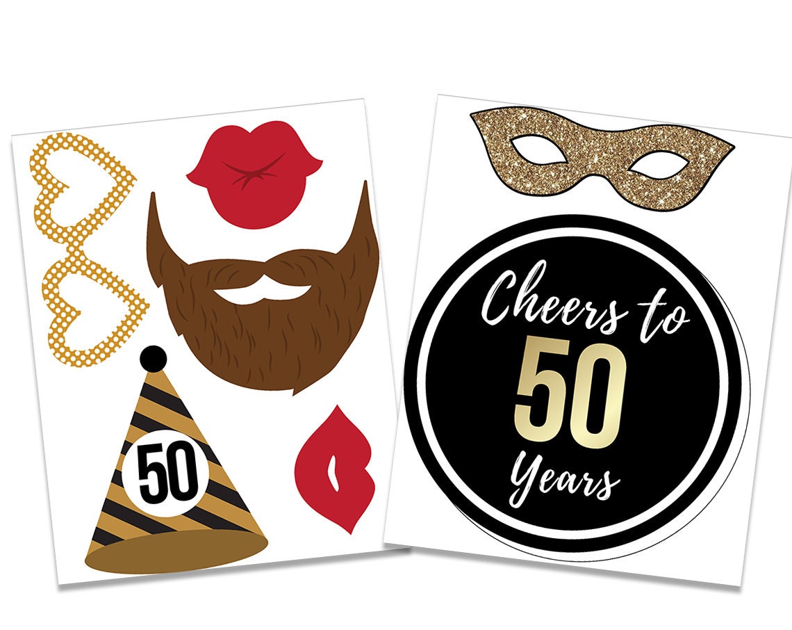 50th Birthday Photo Booth Props: Printable PDF. Fifty Birthday ...