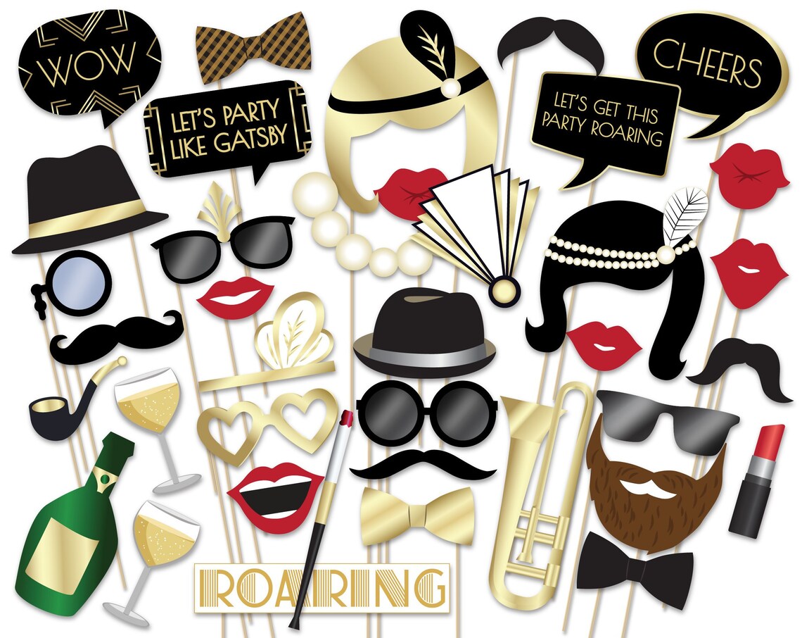 Gatsby Photo Booth props. Printable Great Gatsby photo props. | Etsy