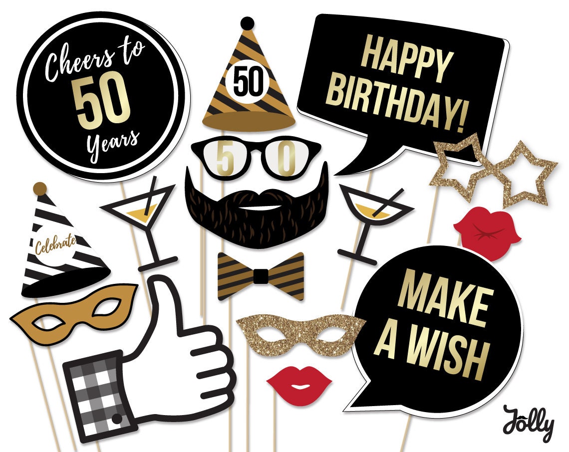 50th Birthday Photo Booth Props Printable PDF. Birthday Party ...