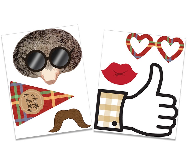 Birthday Photo Booth Props Printable Party Props Forest Animal Themed ...