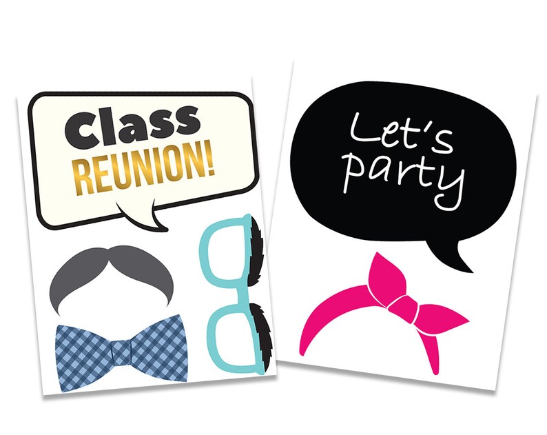 Class Reunion Photo Booth Props, Printable PDF. School Reunion Party ...