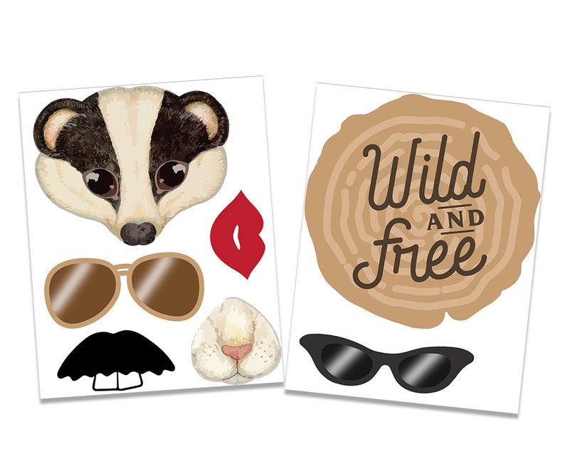 Birthday Photo Booth Props Printable Party Props Forest Animal Themed ...