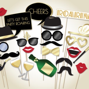 Gatsby Photo Booth Props: Roaring 20s Party Decorations (Digital Download)