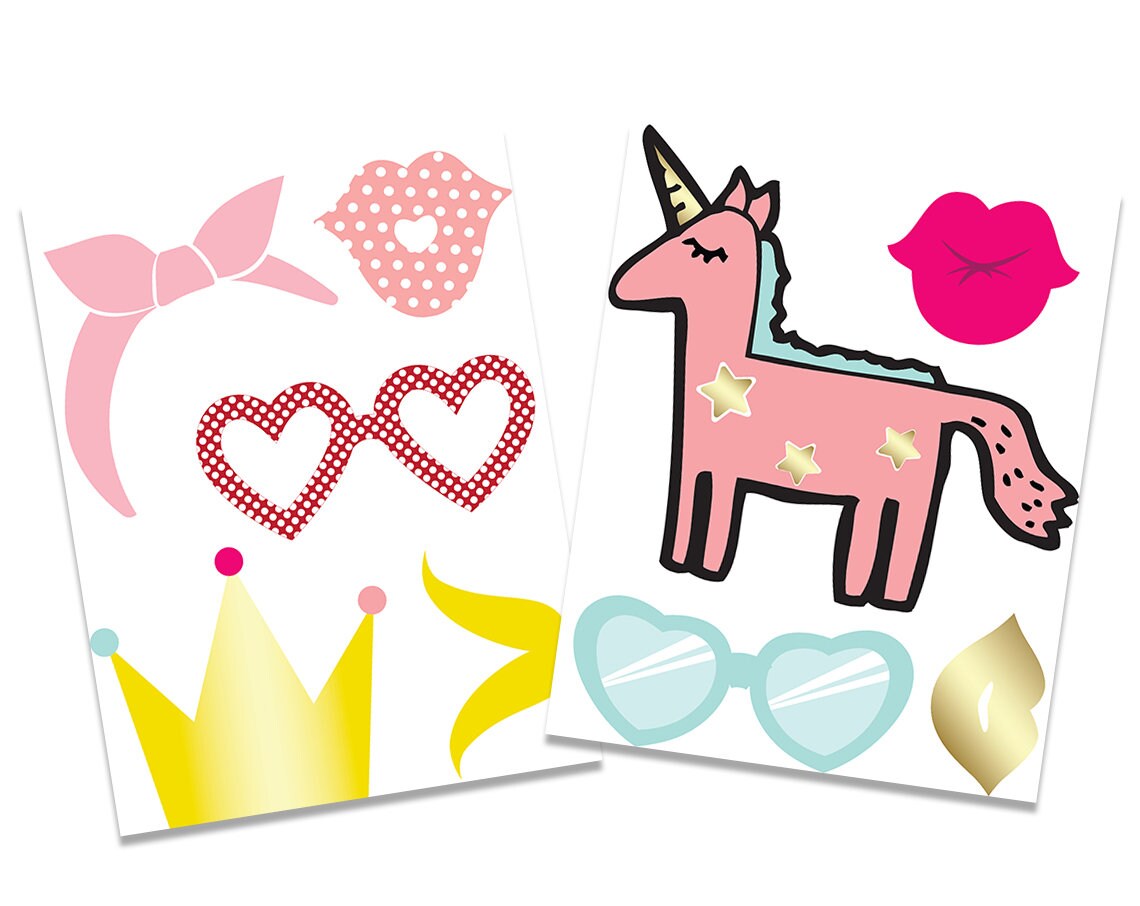 Unicorn Photo Booth Props. Printable Unicorn Party Props, Magical Unicorn Photobooth. Rainbow ...