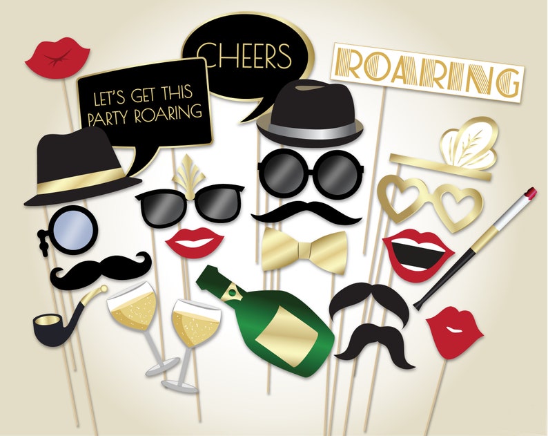 Gatsby Photo Booth props. Printable Great Gatsby photo props. | Etsy
