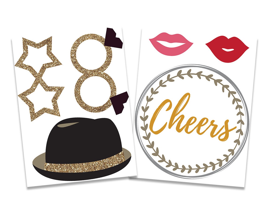 Wedding Photo Booth Props Printable Glitter Wedding Party - Etsy