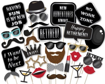 Accesorios para fotomatón de fiesta de jubilación: Decoración plateada (PDF)