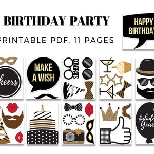 Birthday Photo Booth Props Printable PDF. Birthday Party Decorations ...
