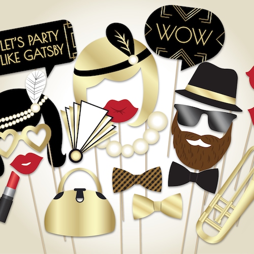 Photo Booth Props Printable PDF. Great Gatsby Props. Great - Etsy