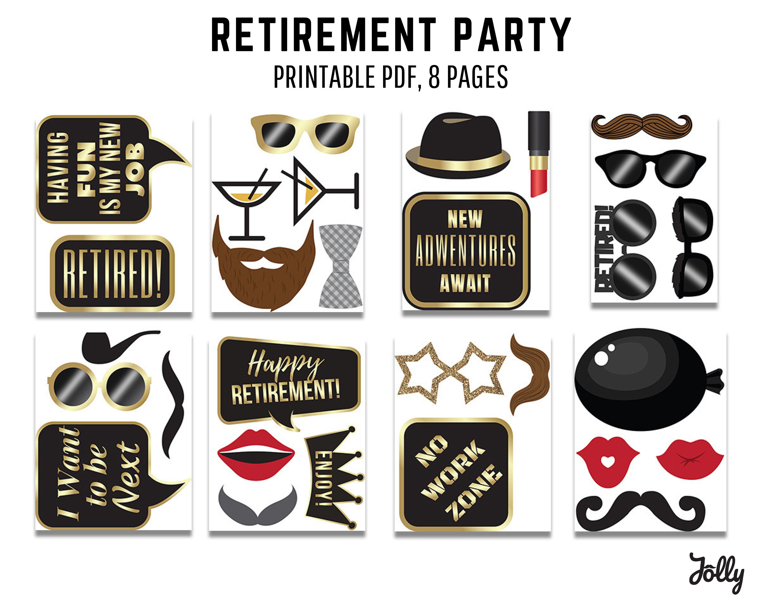 Retirement Party Photo Booth Props. Retirement Printable Props, Instant