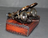 Binocular Brass Vintage Folding Front Opening Panels With Leather Cover Antique Telescope Unique Collectibles Royal Navy Personalized Gifts