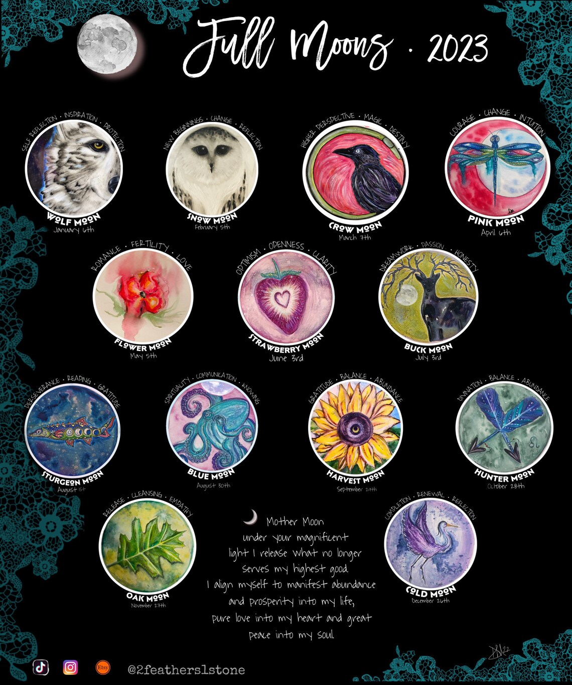 Full Moon Ceremony Calendar 2023 Etsy