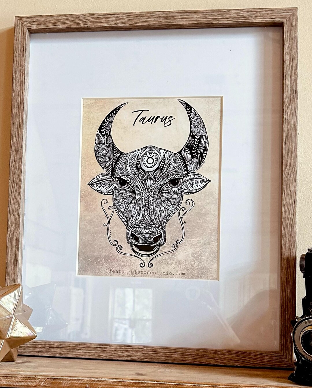 Taurus Line Work Taurus Zodiac Ink Art Print – Intricate Line Work Astrology Wall Decor ...