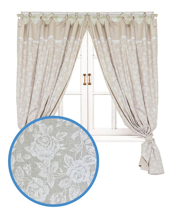 Purple Garden Flowers French Country Style Pure Cotton Curtain Panel