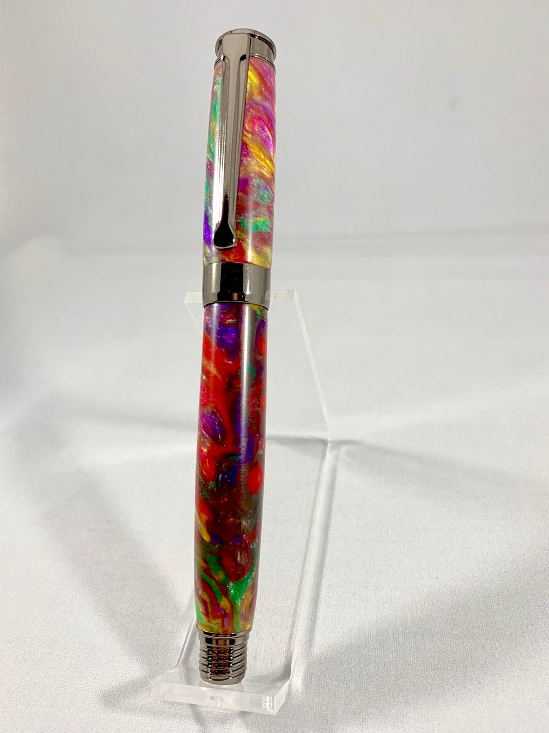 Hand Turned Multicolor Rollerball Pen Colorful Custom Pen Etsy Polska