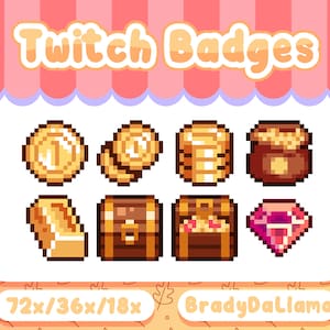 8 badges Treasure Coin Twitch / Téléchargement instantané, badges pièces d'or RPG
