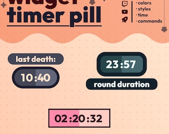 Timer Pill Twitch/YouTube Widget | Instant Install | customizable twitch, youtube timer stopwatch countdown widget