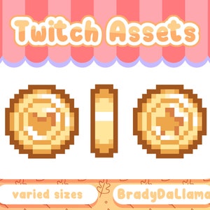1 Gold Heart Coin Twitch Icon / Instant Download, Heart coin channel point badge