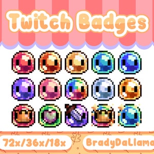 88 Twitch Slime Badges / Instant Download, cute RPG gaming slime badges
