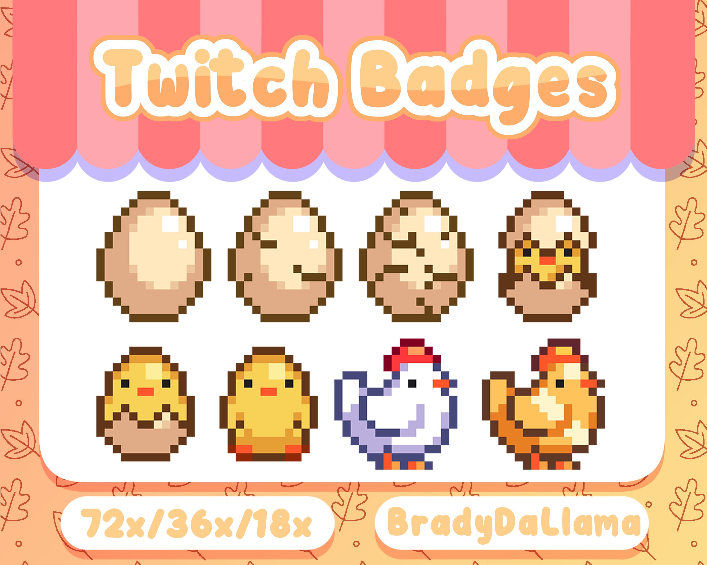 8 Hatching Chicken Twitch Badges / Instant Download Cute Egg Etsy