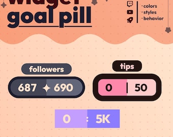 Goal Pill Twitch/YouTube Widget | Instant Install | customizable twitch, youtube goal widget: follower, partner plus, subs, bits, superchats