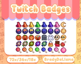 ハロウィーンTwitchピクセルバッジ40個/インスタントダウンロード、不気味なTwitchストリームサブビットバッジ