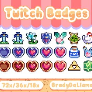 21 Zelda Item Pixel Twitch Badges / Instant Download, cute legend of zelda loz gaming twitch