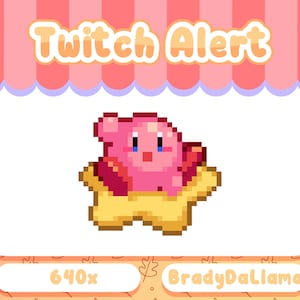 Animated Kirby Waving Twitch Alert / Instant Download, Cute Kirby Twitch Stream Follow alert