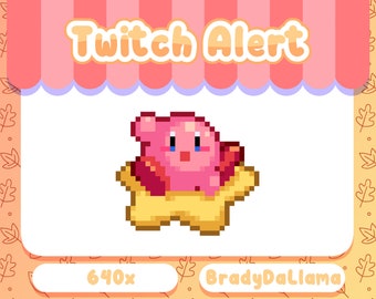 Animated Kirby Waving Twitch Alert / Instant Download, Cute Kirby Twitch Stream Follow alert