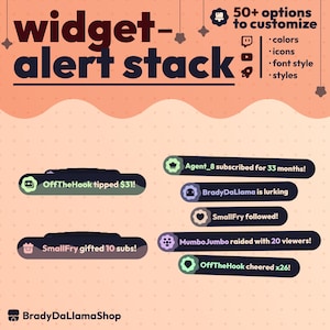 Alert Stack Twitch/YouTube-widget | Direktinstallation | anpassningsbar söt Twitch-widget