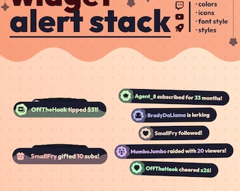 Alert Stack Twitch/YouTube Widget | Instant Install | customizable cute twitch widget