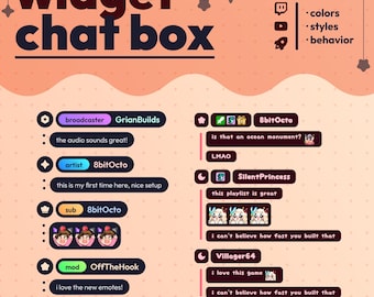 Chat-Box Twitch Widget | Sofort Installation | anpassbares niedliches Twitch Chat Widget