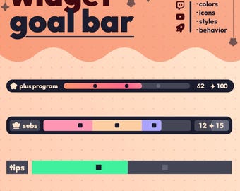 Goal Bar Twitch/YouTube Widget | Instant Install | customizable twitch, youtube goal widget: follower, partner plus, subs, bits, superchats