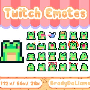 25 Twitch or Discord Frog Emotes / 13 Animated and 12 Static / Instant Download, cute funny frog emoji