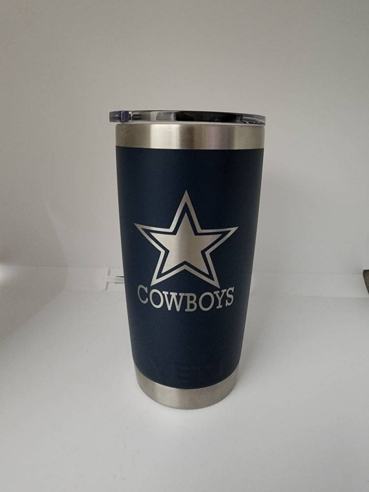 Dallas Cowboys YETI Laser Engraved Colster, 20 or 30 oz. Black Tumbler