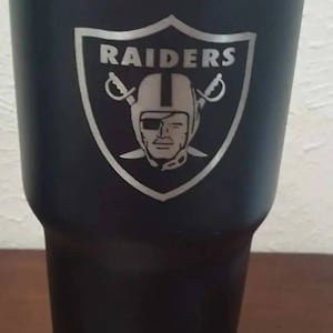 Oakland Raiders YETI Laser Engraved Colster, 20 or 30 oz. Black Tumbler