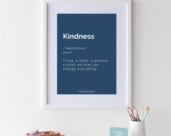 Kindness definition A3 blue poster/motivational wall art/colorful print/home decor print/kids poster/positive wall art