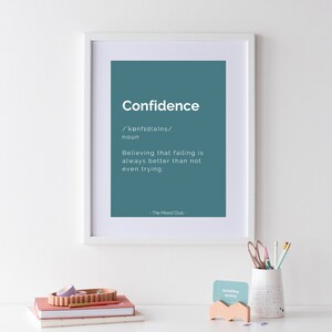 Póster de impresión verde A3 de definición de confianza/arte de pared motivacional/arte de pared inspirador/impresión de decoración del hogar/cita de confianza/decoración de la habitación de los niños