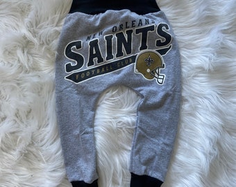 Baby Harem Pants Made From Recycled Tshirt / New Orleans Saints Football / Size 12-18 Month