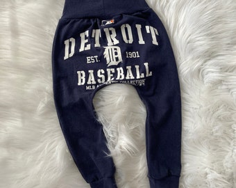 Baby Harem Pants Made From Recycled Tshirt / Detroit Tigers Baseball / Size 18-24 Month