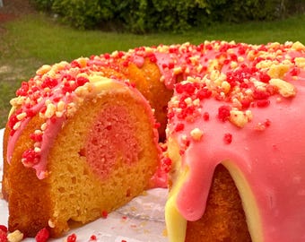 Receta de pastel Bundt de fresa y limón / Receta fácil de fresa / Recetas de pasteles fáciles / Receta fácil descargable