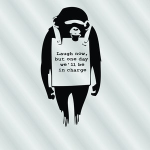 Banksy Monkey In Charge Clipart, Banksy Monkey vector, Digital Cutting Graphic Design AI JPG PNG, Banksy Monkey clip art, Commercial Use