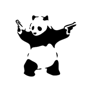 Banksy Panda avec pistolet Clipart, Panda avec le vecteur gun, numérique découpe graphique Design AI JPG PNG, Panda avec pistolet images clipart, usage Commercial